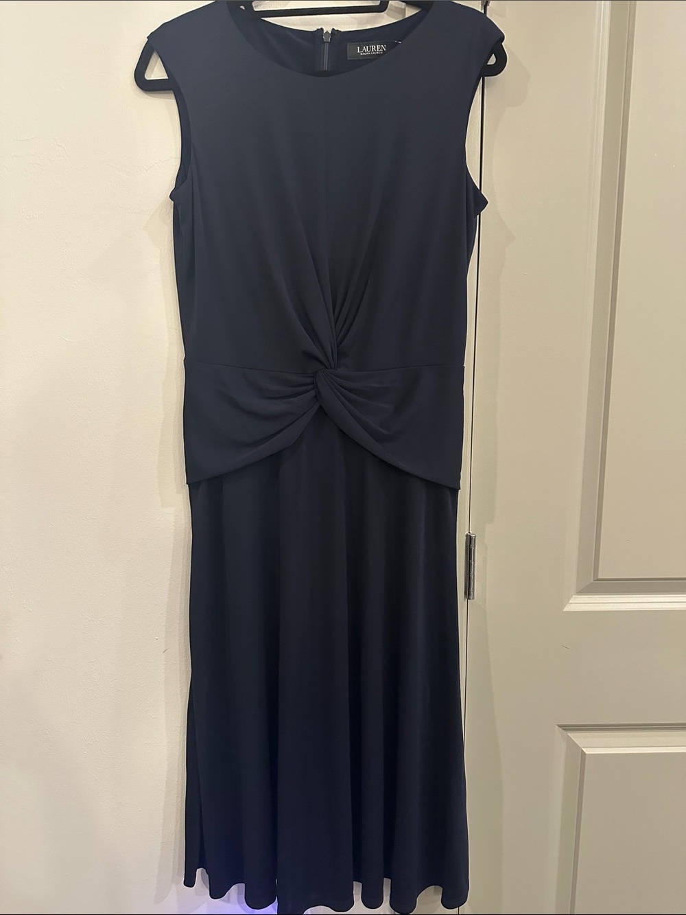 NWT Lauren Ralph Lauren Navy Twist-Front Sleeveless Dress